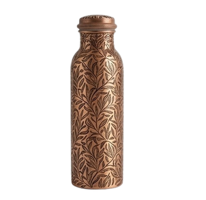 Botella de Agua de Cobre Puro de la Mejor Calidad con Beneficios para la Salud, Diseño de Hojas, Botella Decorativa para Beber - Product Image 2