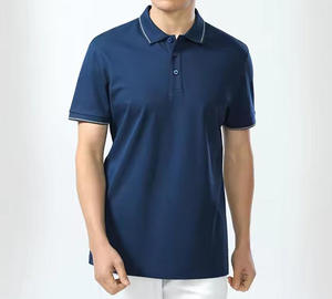 Polo de Manga Corta Negro para Hombre, Color Sólido, Algodón Piqué, Tejido Transpirable, Diseño Casual, Cierre de Botones, Corte Regular - Product Image 4