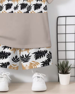 Boys Tropical Print Jersey Sweatshirt and Shorts Set Casual Summer Outfit with Custom Logo - Product Image 4