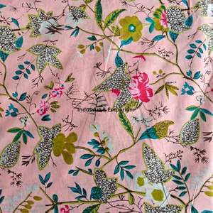 Tela de Algodón Cambray Estampada a Bloques 60x60, Tela de Algodón con Estampado Tradicional Jaipuri - Product Image 3