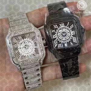 Charm Jewellis Luxury Stainless Steel <b>Diamond</b> <b>Watch</b> Rectangle Analog Quartz Date Display Folding Clasp 38mm Unisex - Product Image 2