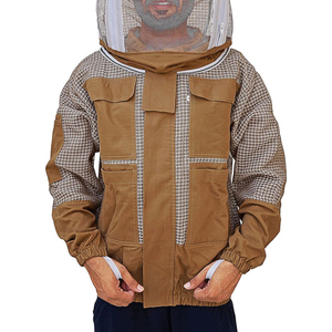 Chaqueta de Apicultura de Algodón Color Bronceado para Hombre con Velo Redondo de Malla Protectora, Traje de Apicultor para Trabajo en Apicultura y Cosecha de Miel, Equipo de Seguridad - Product Image 1