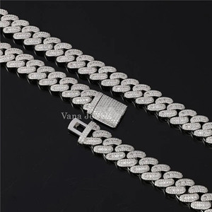 Bold 17MM Chapado en oro 925 Collar de plata esterlina 45CM 18 pulgadas de longitud Alto brillo Unisex Streetwear Hip Hop Joyería Moissanite - Product Image 3