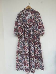 Femmes filles imprimé pur coton Maxi robe indien bloc imprimé décontracté été soirée à la mode en gros longue Midi en vrac - Product Image 6