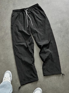Pantalon droit noir pour homme, taille mi-haute, en polyester imperméable de poids moyen, décontracté, respirant, pour l'hiver, service OEM - Product Image 2