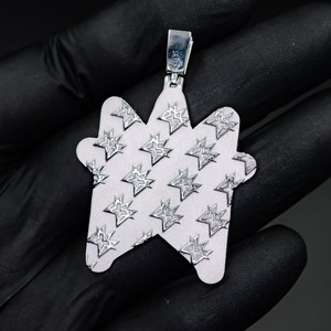 Pendentif étoile en émail rouge et bleu avec moissanite, en argent 925 plaqué rhodium, serti griffes, bijoux hip-hop unisexe - Product Image 5