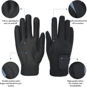 Gants en cuir à doigts entiers compatibles avec les écrans tactiles, fermeture auto-agrippante, gants de cyclisme unisexes, sports de plein air d'été - Product Image 4