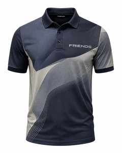 Polo Deportivo de Manga Corta para Hombre, Diseño Geométrico con Bloques de Color, Secado Rápido, Tejido de Poliéster, Corte Regular - Product Image 1