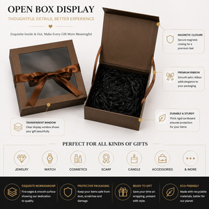 Luxury Gift Boxes with Ribbon Closure Premium <b>Window</b> Rigid Packaging Boxes for Jewelry Cosmetics Wedding Gifts and Occasions - Product Image 5