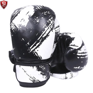 Gants de boxe en cuir PU noir et blanc, équipement d'entraînement durable, sangle de poignet réglable - Product Image 3
