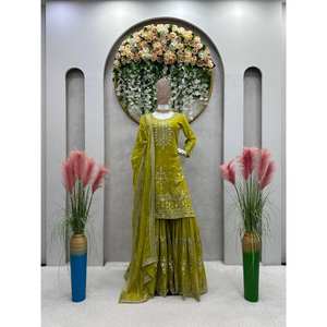 Mono de fiesta de trabajo con hilo y secuencia Top-Bottom y Dupatta para un aspecto elegante - Product Image 1