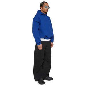Sudadera con Capucha Azul Rey para Hombre, Corte Holgado, Manga Regular, Color Sólido, Estilo Casual para Otoño, Tejido de Felpa Francesa, 100% Algodón - Product Image 5