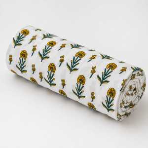 Tela de Algodón Popelina Floral con Estampado a Mano, 53/54 Pulgadas, Blanca, Roja, Azul, Botánica, Transpirable, Textil para el Hogar, Hilo Peinado Tejido - Product Image 1