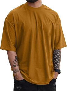 เสื้อยืดโอเวอร์ไซส์ผ้าฝ้ายแท้ 100% น้ำหนัก 220 กรัม พิมพ์ลายตามสั่งที่ไหล่ สไตล์ฮิปฮอป ไซส์พลัส ผ้าฝ้ายแท้ 100% ทรงบ็อกซี่ สำหรับผู้ชาย - Product Image 1