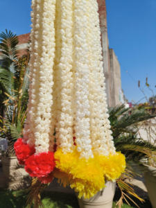 ของตกแต่งรูปแมนเด็ปแต่งงานพวงมาลัยโมกราประดับด้วยดอกดาวเรืองฮาลดิบนเวทีเทศกาลฮาลีแขวนติดผนังพระพิฆเนศ - Product Image 4