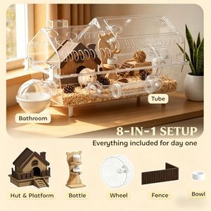 Gabbia per Animali Domestici di Piccola e Media Taglia in Stile Moderno per Allevamento, Uso Interno ed Esterno, in Acciaio, Vetro e Materiale PP con Motivo Animale - Product Image 5