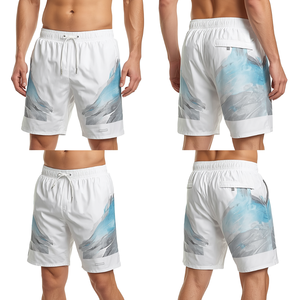 Pantalones Cortos Deportivos de Nylon Blanco para Hombre, Diseño Gráfico, Ligeros, para Entrenamiento, con Arte Abstracto Premium - Product Image 4