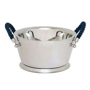 Durable Galvanized Oval Beverage Tub with Rope Handles Rustic Metal Ice Bucket for <b>Drinks</b> Wine Beer Outdoor Party Patio Decor - Product Image 2