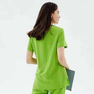 Women Medical <b>Scrub</b> Suit Set Hooded V-neck Stretch Jogger Casual Fleece 100% Cotton Oversized Anti-pilling Wholesale <b>Uniform</b> - Product Image 4