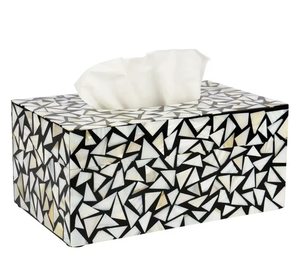 Cubierta para pañuelos de papel con diseño de flor blanca y concha de nácar, decorativa. - Product Image 6