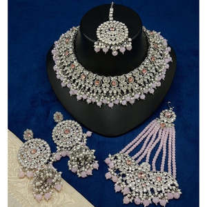 Jewelemarket Designer Fashion Jewelry <b>Set</b> <b>Crystal</b> Stone Pearl and Beads Choker Necklace 10575556DGR - Product Image 2