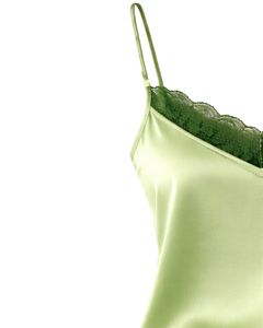 <b>Light</b> Green Satin Lace Cami Shorts Set Women Pajama Set Sexy Nightwear Sleepwear Soft Silk Summer Two Piece <b>Lounge</b> Wear Outfit - Product Image 3