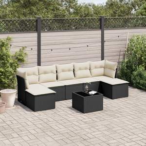 Ensemble de canapés de jardin modulaires en rotin PE noir, canapés de jardin carrés - Product Image 1