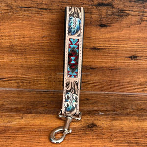 Nuevo lujo cuero genuino sin enredos mango acolchado tráfico plomo retráctil mano tooled cuentas correas para perros con gancho antideslizante - Product Image 3