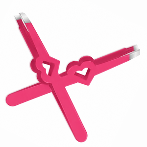 Pinzas para Cejas y Pestañas con Diseño de Corazón Rosa, Punta Inclinada, Acero Inoxidable, Estilo de Moda de Lujo, Mango Ligero y Duradero - Product Image 1