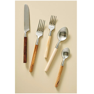 Eco-Friendly Hotel Tableware <b>Flatware</b> <b>Set</b> Modern Stainless Steel Cutlery <b>Set</b> With Maple Wood Handle For Home Kitchen Dining - Product Image 6