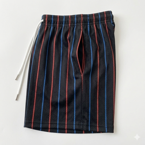 Men's Striped Mesh Shorts Drawstring Quick Dry Casual <b>Mid</b> Waist Sublimated 220g - Product Image 3
