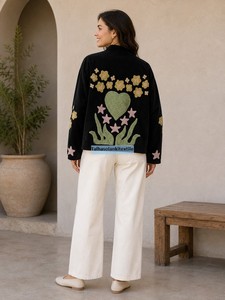 Heart Embroidered Jacket <b>Coat</b> Velvet Handmade Suzani Jacket <b>Coat</b> Boho Chic Jacket <b>Women's</b> <b>Coat</b> - Product Image 2