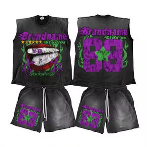 Ensembles de Vêtements pour Hommes en Gros : Tenues Streetwear, Débardeurs et Shorts en Coton Vintage Délavé à l'Acide - Product Image 2