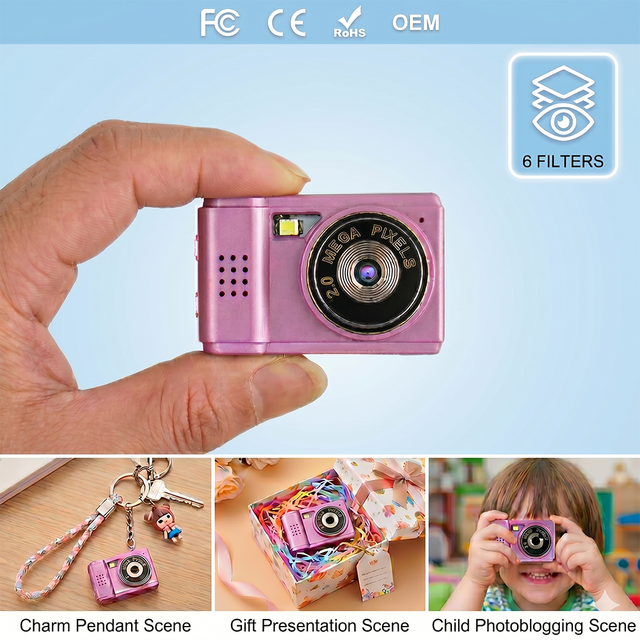 Retro Mini Pocket-sized Screen Photo Flair Small Hd Outdoor Cmos 1080p Polarized Keychain Digital Camera