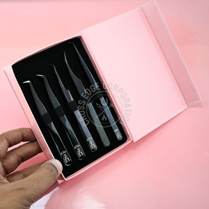 Pince à cils volume 45 degrés, revêtement noir, pointe en fibre, prise lisse pour extensions de cils individuelles - Product Image 1