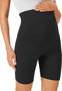 Shorts de Maternidad Ecológicos para Mujer, Shorts de Yoga para Correr, Logotipo Personalizado, Ajuste Elástico, Absorción de Humedad, Shorts Deportivos Negros de Poliéster - Product Image 3