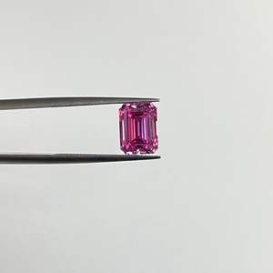 Diamante rosa de corte esmeralda cultivado en laboratorio, elegante piedra preciosa rectangular de corte escalonado, piedra de color suave para la elaboración de joyería fina. - Product Image 4