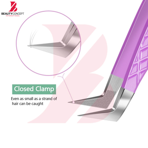 Pinzas Profesionales para Pestañas con Punta de Fibra Morada, con Estuche de Cuero, Pinzas de Acero Inoxidable para Extensiones de Pestañas de Volumen Extremo - Product Image 3