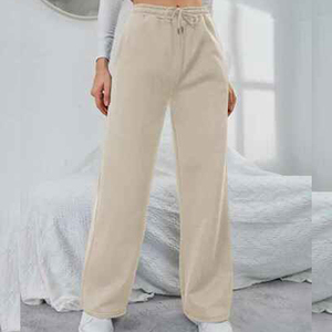 Pantalones Anchos de Cintura Alta para Mujer, Estilo Casual de Otoño, Color Sólido, Corte Holgado, Largos, Cintura Elástica, Fibra de Bambú y Algodón Transpirable - Product Image 5