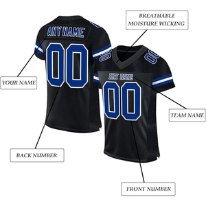 Maillot de football personnalisé pour homme, noir, col en V, manches courtes, en maille polyester, avec nom et numéro au choix, respirant, uniforme d'équipe - Product Image 5