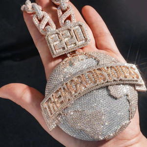 Pendentif mécanique Hip Hop en or jaune 10K plaqué rhodium, certifié IGI, nouveau, de luxe, naturel, serti de diamants taille brillant 61 - Product Image 2