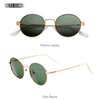 Lunettes de soleil rondes rétro personnalisées pour hommes, lunettes solaires en métal, lunettes de soleil légères et tendance pour femmes