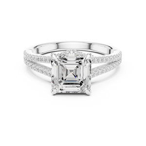 แหวนทองคำขาว 14k แบบแยกส่วน ประดับเพชรทรง Asscher เพาะเลี้ยงในห้องปฏิบัติการ ได้รับการรับรองจาก GRA สำหรับผู้หญิง เหมาะสำหรับงานหมั้นและงานแต่งงาน - Product Image 3