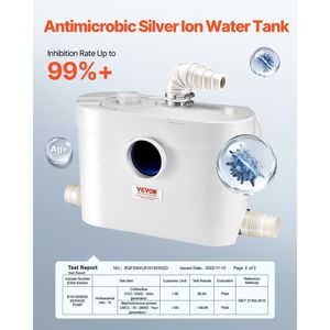 900W Macerator <b>Pump</b> with 48 GPM Flow 40 Ft/12 m Head Sewerage Toilet Water Inlet 4 for <b>Waste</b> Water Disposal Laundry Appliances - Product Image 5