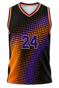 <b>Men's</b> White <b>Red</b> Sublimated Basketball Jersey Number 24 Sleeveless V Neck Breathable Mesh Team Uniform - Product Image 5