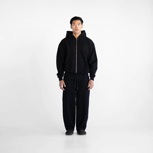 Sudaderas con capucha y cremallera para hombre al por mayor, 400GSM, algodón grueso, cálidas, con logotipo personalizado - Product Image 5