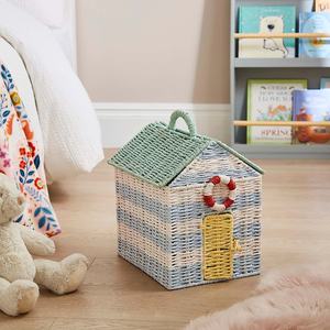 Cesta de juguetes de mimbre con forma de casa, cesta de almacenamiento de fibra de papel natural, cesta decorativa para guardar juguetes en la sala de juegos de los niños - Product Image 5