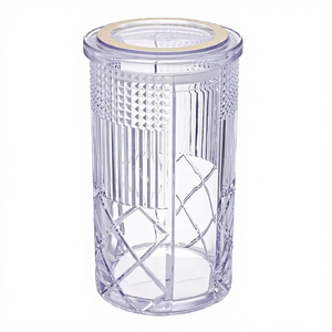 Boîte de conservation alimentaire en acrylique transparent de haute qualité avec motif élégant, couvercle hermétique et accent doré - Product Image 1