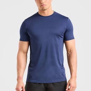 Camiseta deportiva cómoda y ligera de corte ajustado para gimnasio, color beige, cuello redondo y curvado para hombre, al por mayor. - Product Image 6