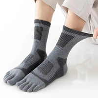 Chaussettes athlétiques antidérapantes à cinq doigts, longueur cheville, respirantes, en polaire tricotée, imprimées en polyester, pour la course à pied, pour adultes, pour l'hiver